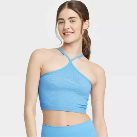 Colsie Blue Halter Brami Ribbed Size Women's Medium NEW with Tag - Picture 1 of 10
